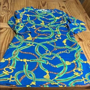 Barbara Gerwit Blue Chain-Print Shift Dress Tunic